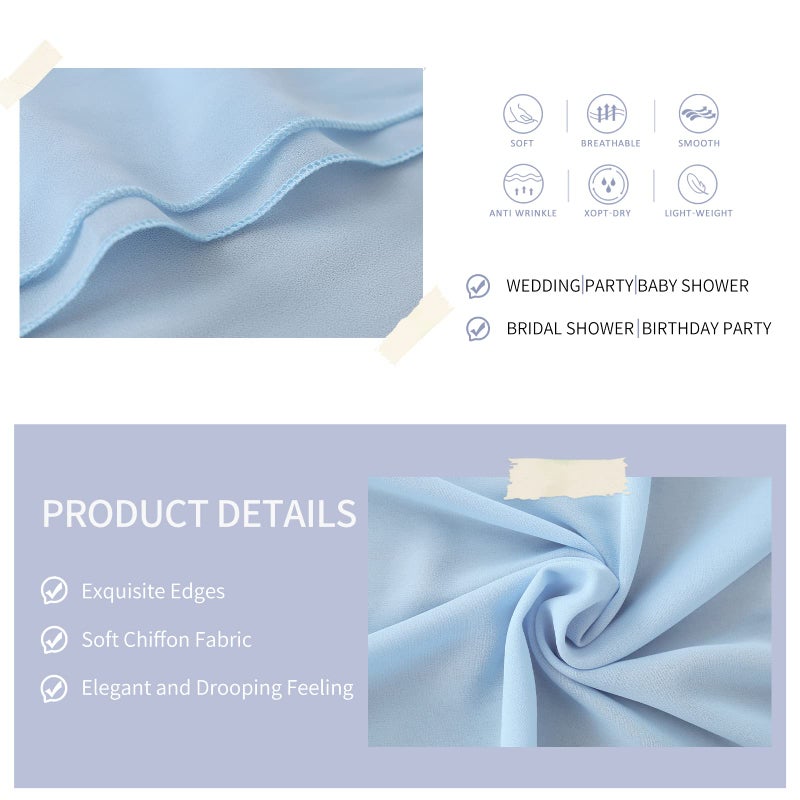 SoarDream Blue Chiffon Table Runner 27x120 Inches Romantic Wedding Table Runner Birthday Party Cake Table Decorations Table Lines - Image 4